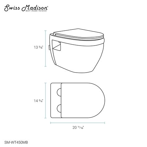 Swiss Madison Ivy 15" x 13" Matte Black Elongated Wall-Hung Toilet Bow ...