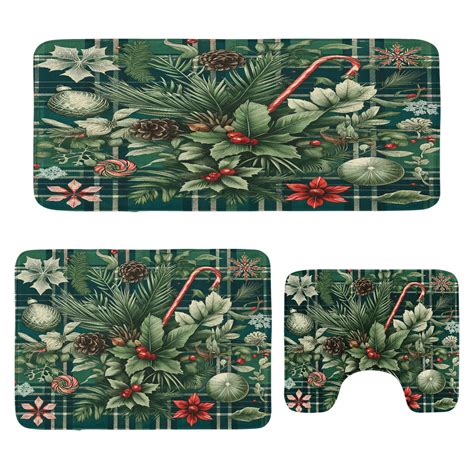 The Holiday Aisle® Christmas Bathroom Rug Set 3 Pieces U-Shape ...