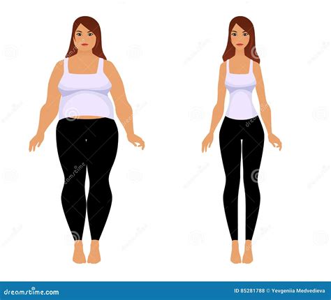 Fat and Slim Girl. Weight Loss Fitness. Stock Vector - Illustration of ...