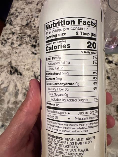Whipped Cream Nutrition Facts Sugar at Pearl Murray blog