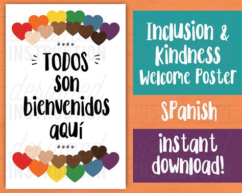 DOWNLOAD Spanish Everyone is Welcome Here Rainbow Poster Rainbow ...