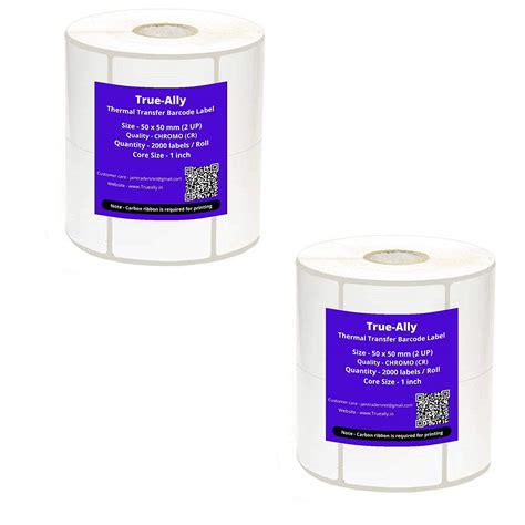 True-Ally 50x50 Thermal Transfer (CHROMO) Square Barcode Label Sticker ...