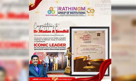 Rathinam Group of Institutions shines at the 30th Elets World Education ...