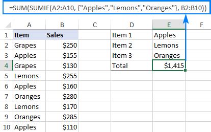 Image result for Sumif Table Array Excel