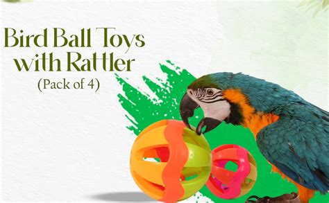 Bird Ball Toys with Rattler for Birds Playing Toys (Pack of 4) Birds ...