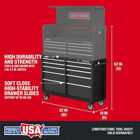 CRAFTSMAN 2000 Series 52-in W x 37.5-in H 10-Drawer Steel Rolling Tool ...