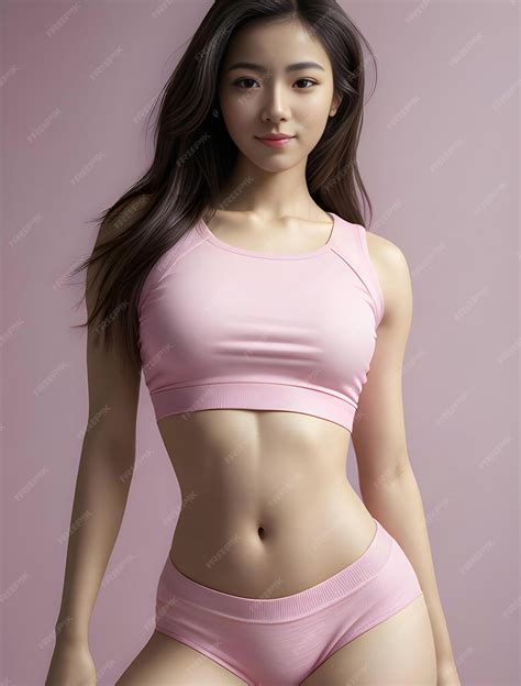 Premium Photo | Sexy asian woman in pink sportswear with perfect body