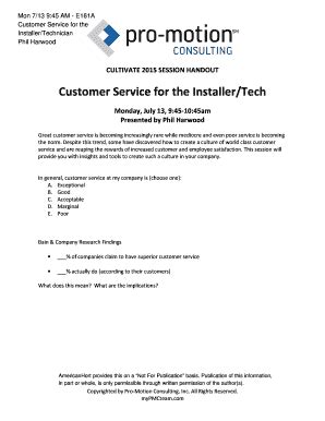 Fillable Online Customer Service Handout - Phil Harwood Fax Email Print ...