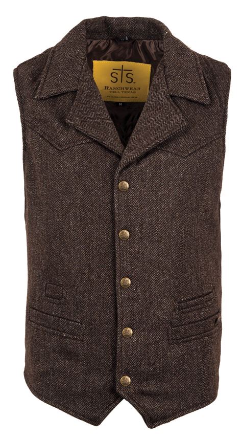 STS Ranchwear Mens Gambler Wool Vest Chocolate Western – The Western ...