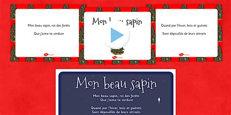 Paroles du chant de Noël Mon beau sapin Powerpoint
