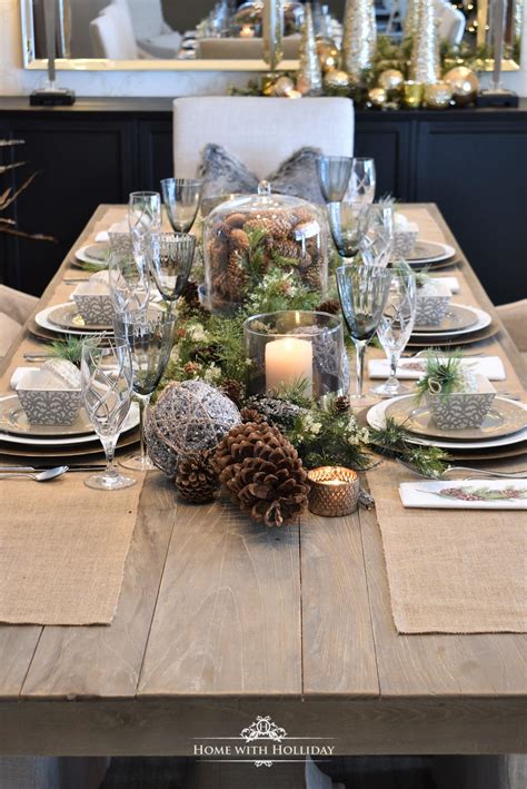 Simple Woodland and Pine Cone Christmas Table Setting - Home with Holliday