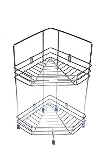 TITHI Enterprise 2 Layer Diamond Shape Corner Stand and Rack Stainless ...
