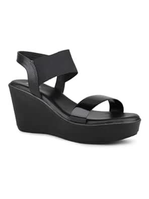 Buy Inc.5 Women Black Solid Open Toe Wedge Heels at Amazon.in