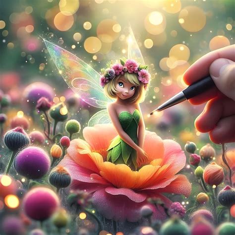 E a tinkerbell in the floral garden | Premium AI-generated image