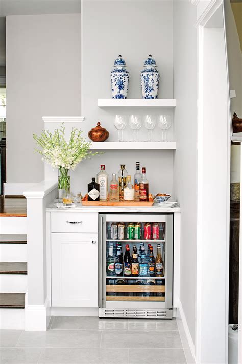 Bar Nook with Mini Fridge | Home bar designs, Decorating small spaces, Home decor kitchen