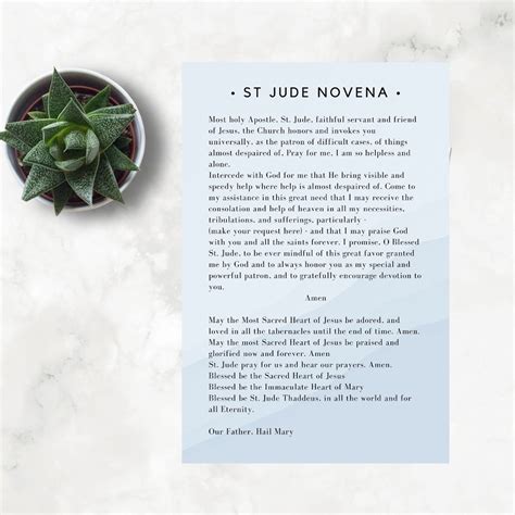 St. Jude Novena Prayer Card, 4"x6" Downloadable, Printable Prayer Card ...