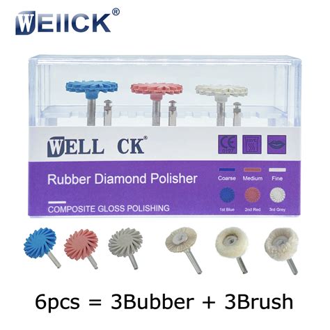6pcs/box Dental Rubber Polisher Composite Flat Dental Polishing Brush ...