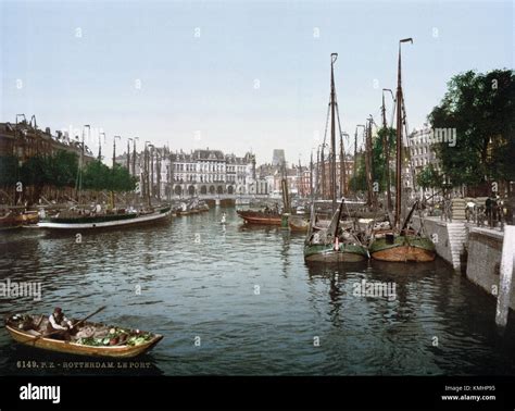 This historical image from 1900 captures the port of Rotterdam, one of ...