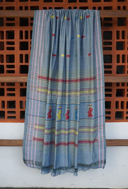 Grey and white Gollabhama cotton saree | Niram Neela
