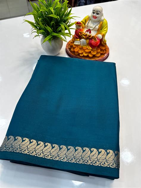 Premium Mysore Crepe Silk Saree with Mango Border & Chit Pallu | Padma ...