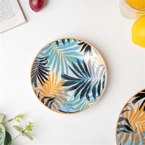 Areca Decal Ceramic Dessert Plate 6 Inch