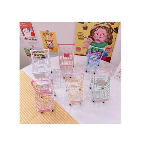 Random Style Mini Pink Supermarket Shopping Cart Iron Decoration, Mini ...