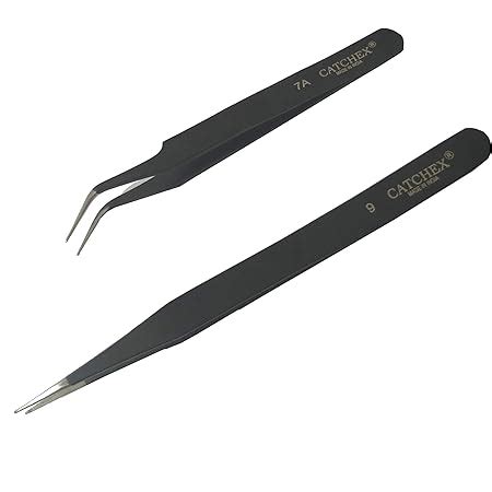 Twisted-Stainless Steel ESD Tweezer Set (Powder Coated)-Non Magnetic ...