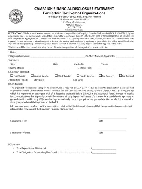 Fillable Online Election Campaign Financial Disclosures Fax Email Print ...