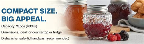 Buy Kilner Premium 400ml Berry Shaped Airtight Preserve Glass Jars for ...