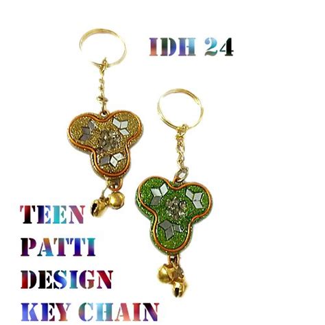 Indian decorative handicraft teen patti design key chain in set of 10 ...