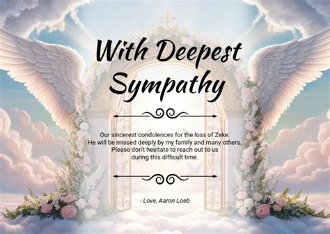 Sky Floral Haven Dove Sympathy Card Postcard Template | PosterMyWall