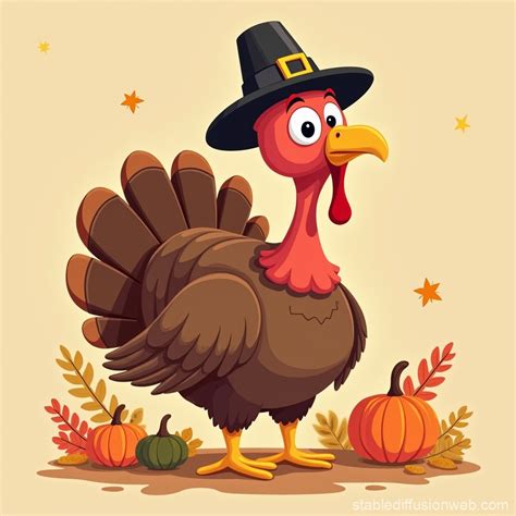 Funny Cartoon Turkey on Thanksgiving | Stable Diffusion Online