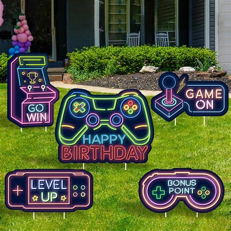 WATINC Neon Video Game Happy Birthday Yard Signs - Set of 5 India | Ubuy