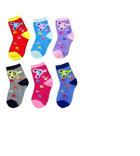 TIWA Kid's Combed Cotton Animal printed Socks Multi Colored (Pack of 6 ...