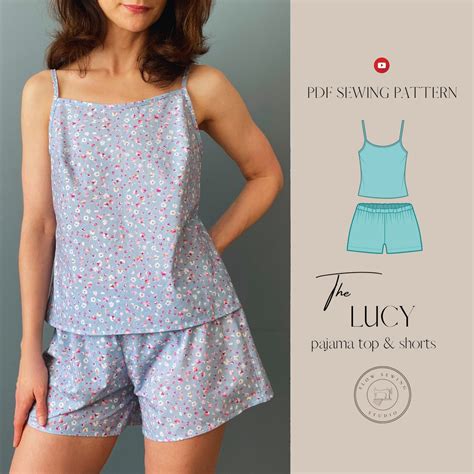Pajama Set PDF Sewing Pattern Sleepwear Top & Shorts Nightwear Pyjamas ...