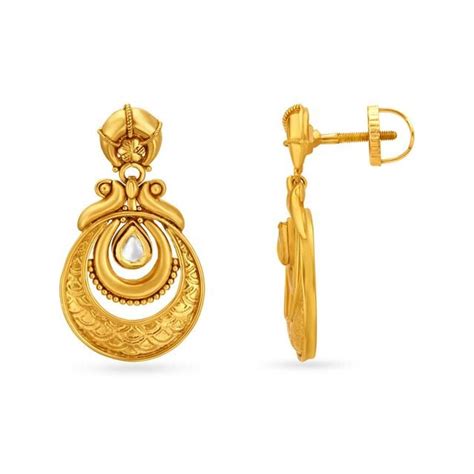 Oval Shaped Gold Drop Earrings