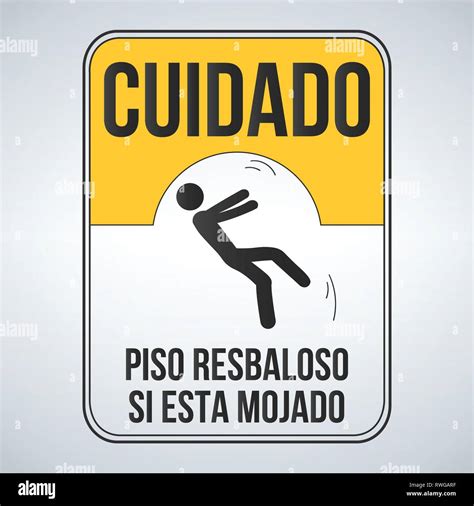 cuidado piso resbaloso si esta mojado. Caution Wet Floor spanish sign ...