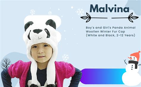 Buy Malvina Boy's and Girl's Panda Animal Woollen Winter Fur Cap (White ...