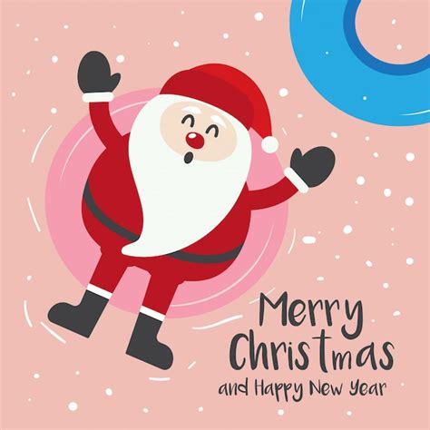 Swimming ring with santa on christmas background. | Premium Vector