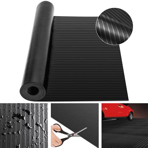 Qunbio Rubber Garage Floor Mats, 1/8 in x 3.3ft x 9.8ft Heavy Duty ...