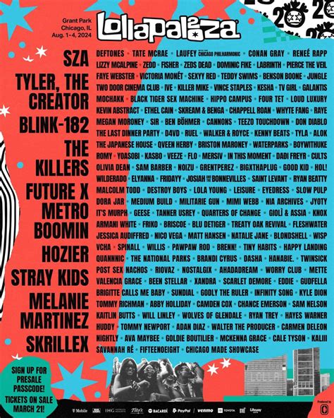 Lollapalooza Announces 20th Anniversary Chicago 2024 Lineup, Headlined ...