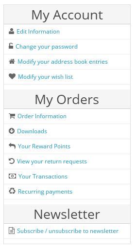 Account Dashboard Page Pro - OpencartModule