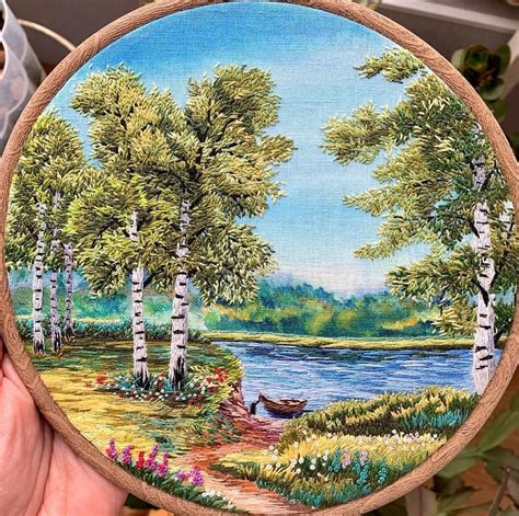 Thread Painting Scenery by Machine 的图像结果