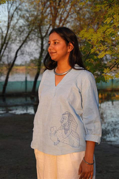 Tribal Handcrafted Sky Blue Top – AnantVarn by Gargi