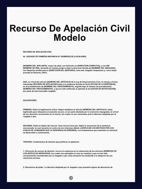 Recurso De Apelación Civil Modelo