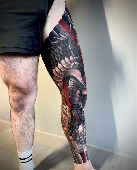 Leg Tattoo Design in Auckland NZ - Full-Leg Sleeve Tattoo | DH Tattoo