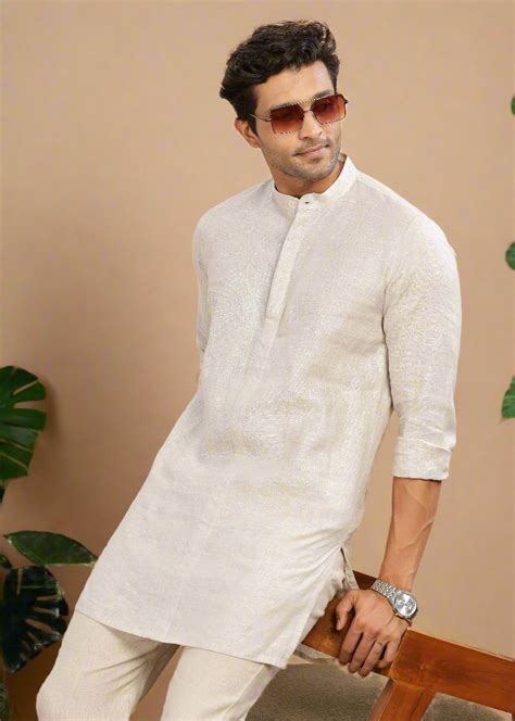 Yash Kurta Pant Set - Pure Linen Kurta Set with Floral Embroidery | Ec ...