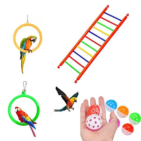 Petzlifeworld Bird Cage Hanging Ring Swing Toy (2 Pcs) + Plastic Climb ...