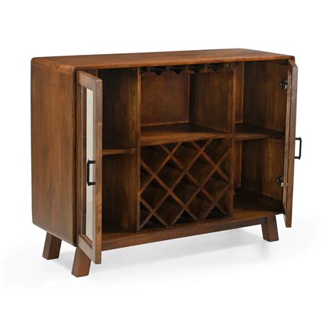 Trove Solid Wood Rustic Glass Doors Bar Cabinet – RadiantFurn