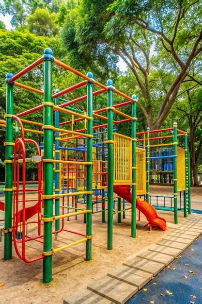 Jungle gym placed in a park | Premium AI-generated image
